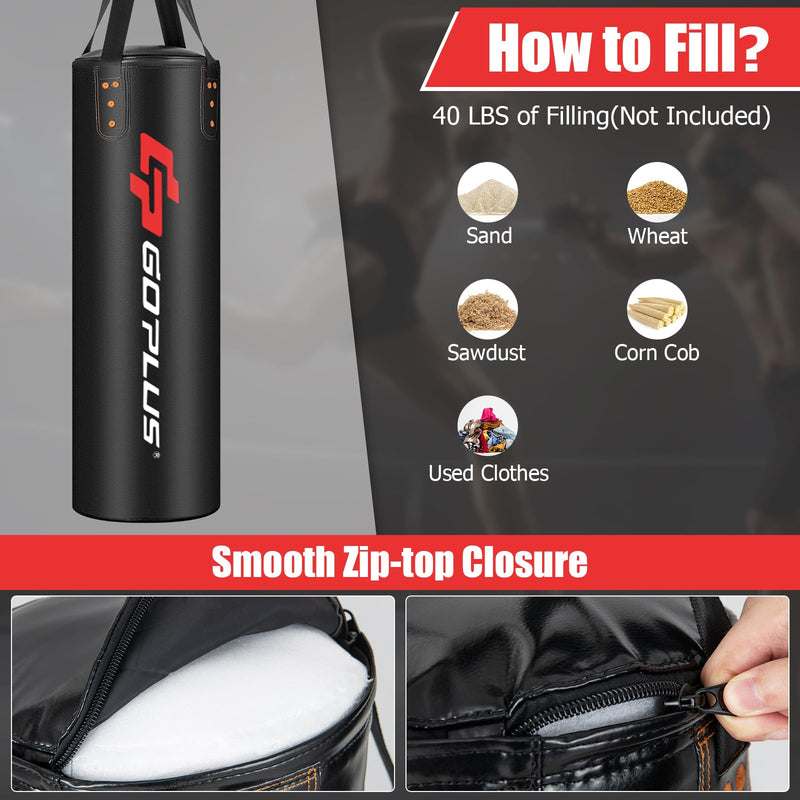 Load image into Gallery viewer, Goplus Punching Bag, Unfilled Heavy Boxing Bag Set with 12OZ Gloves, Wraps, Ceiling Hook, Hanging Kick Boxing Bag for Adults Youth