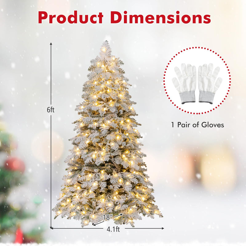 Load image into Gallery viewer, Goplus Pre-Lit Snow Flocked Christmas Tree with Mixed Branch Tips & LED Lights