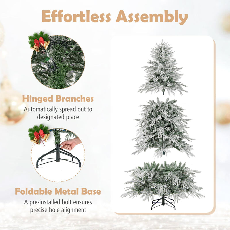 Load image into Gallery viewer, Goplus 6FT / 7FT / 8FT Pre-Lit Snow Flocked Christmas Tree with PE & PVC Mixed Branch Tips