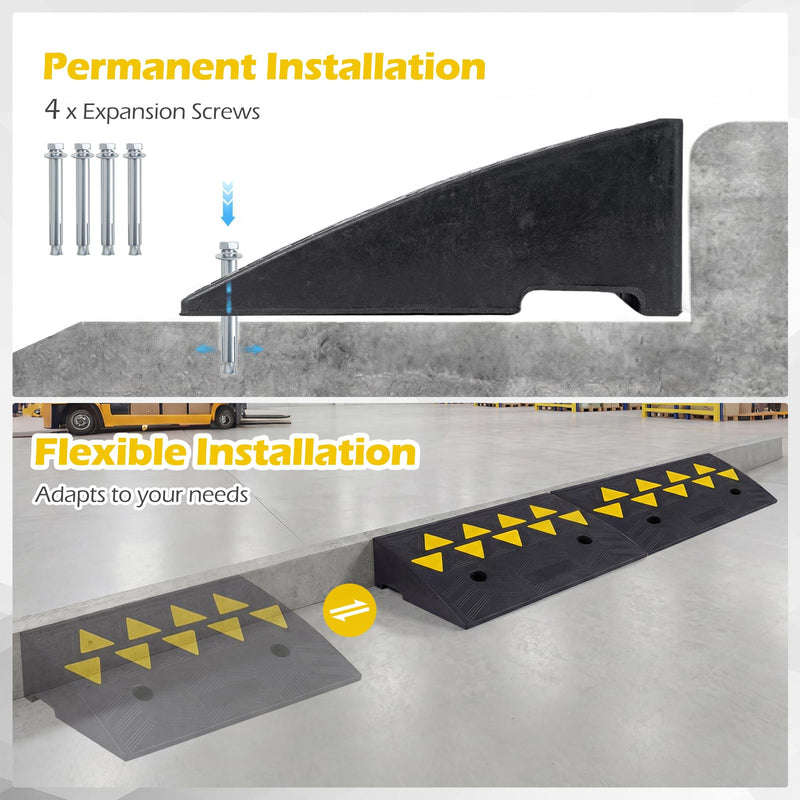 Load image into Gallery viewer, Goplus Heavy-Duty Rubber Curb Ramp 2 Pcs Driveway Threshold Ramps(5"/6.3" Rise)