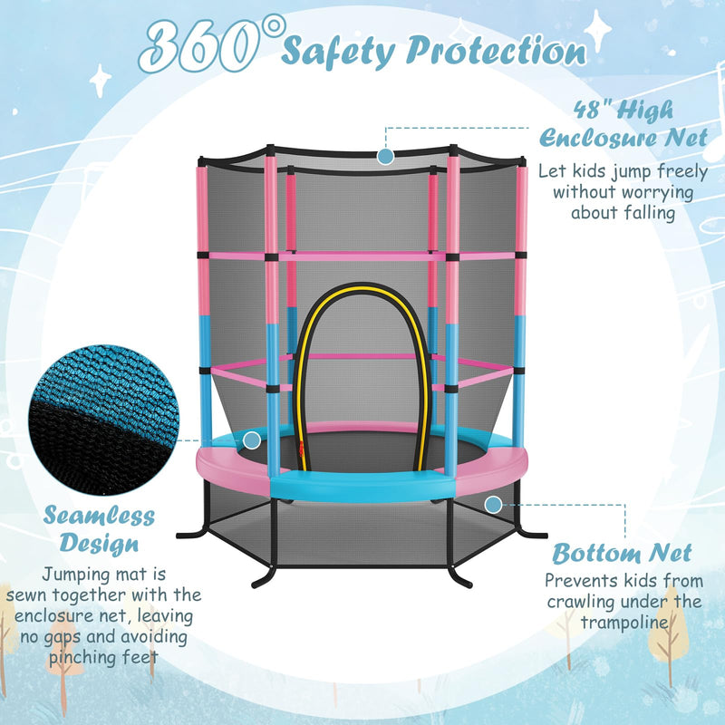 Load image into Gallery viewer, Goplus 55" Trampoline for Kids, 4.6 FT Mini Toddler Trampoline with ASTM Certified, Enclosure Net