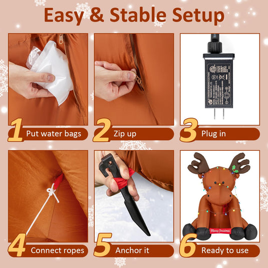 Goplus 8.5 FT Tall Multi-Color Lighted Xmas Inflatable Reindeer Sitting on The Ground