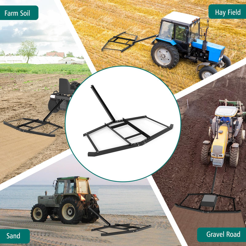 Load image into Gallery viewer, Goplus 74" Wide Driveway Drag Tow Behind Landscape Leveling Rake w/Reinforced Bars