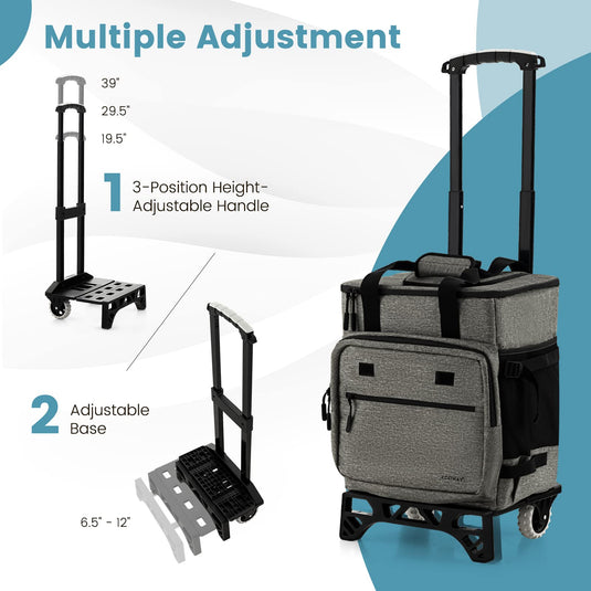 Goplus 50-Can Collapsible Rolling Cooler, 3-in-1 Portable Insulated Soft Cooler Bag w/Movable Wheels