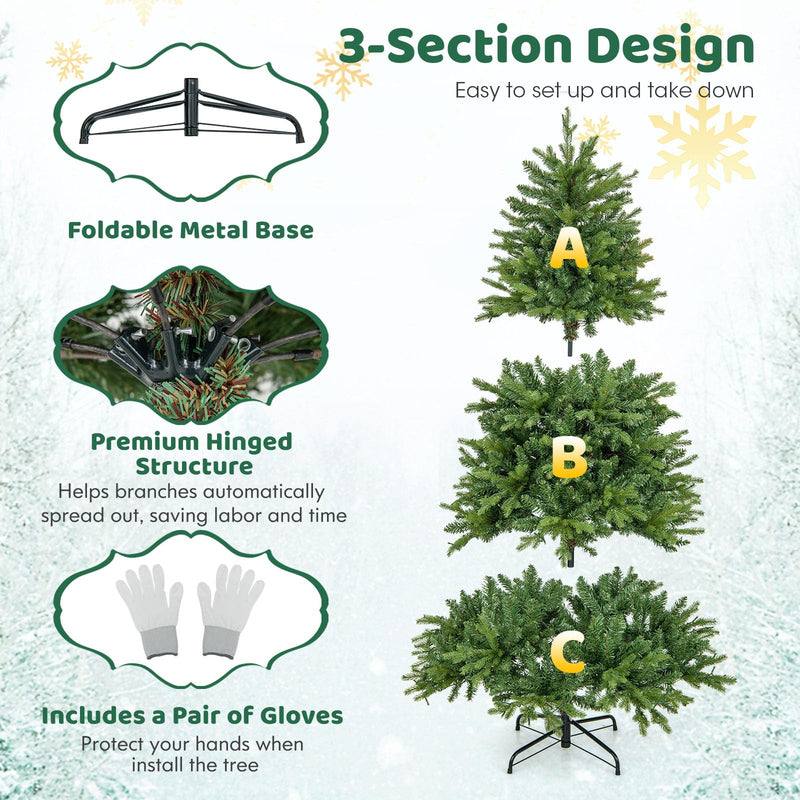 Load image into Gallery viewer, Goplus Pre-Lit Artificial Christmas Tree, Hinged Xmas Tree with Warm-White & Multi-Color LED Lights