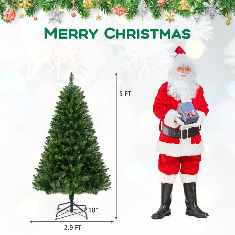 Load image into Gallery viewer, Goplus Pre-Lit Artificial Christmas Tree with 7 Lighting Modes & Folding Metal Stand