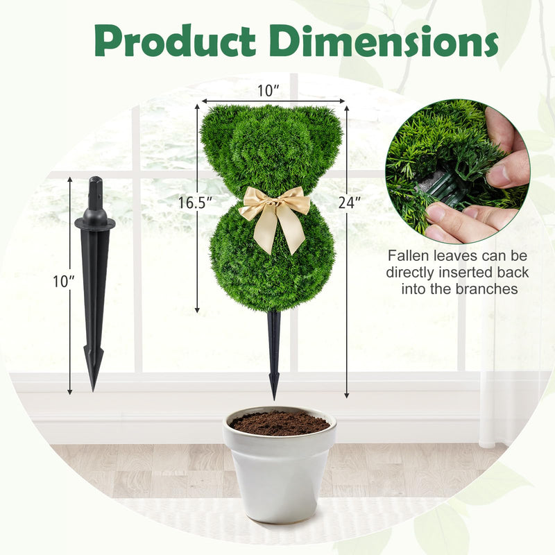Load image into Gallery viewer, Goplus 2 Pcs Teddy Bear Topiary Trees 16.5”Sun-Resistant Faux Boxwood Plants