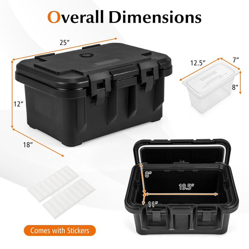 Load image into Gallery viewer, Goplus Insulated Food Pan Container, 31 QT Stackable Hot Box w/ 3 Transparent One-Third Pans with Lids