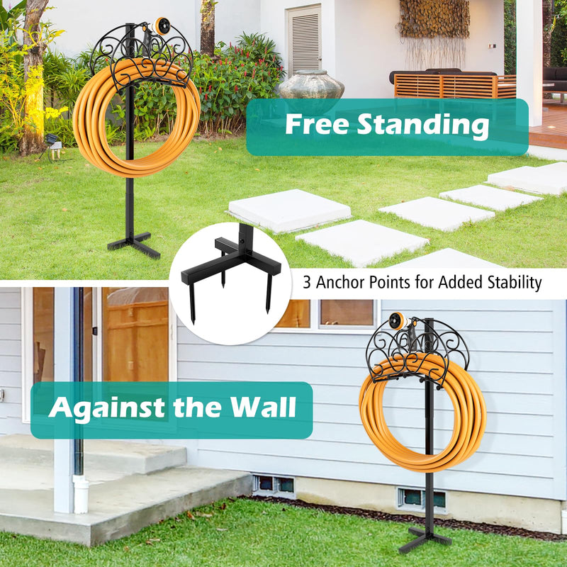 Load image into Gallery viewer, Goplus Garden Hose Holder, Detachable Metal Hose Stand Rack with 3 Anchor Points