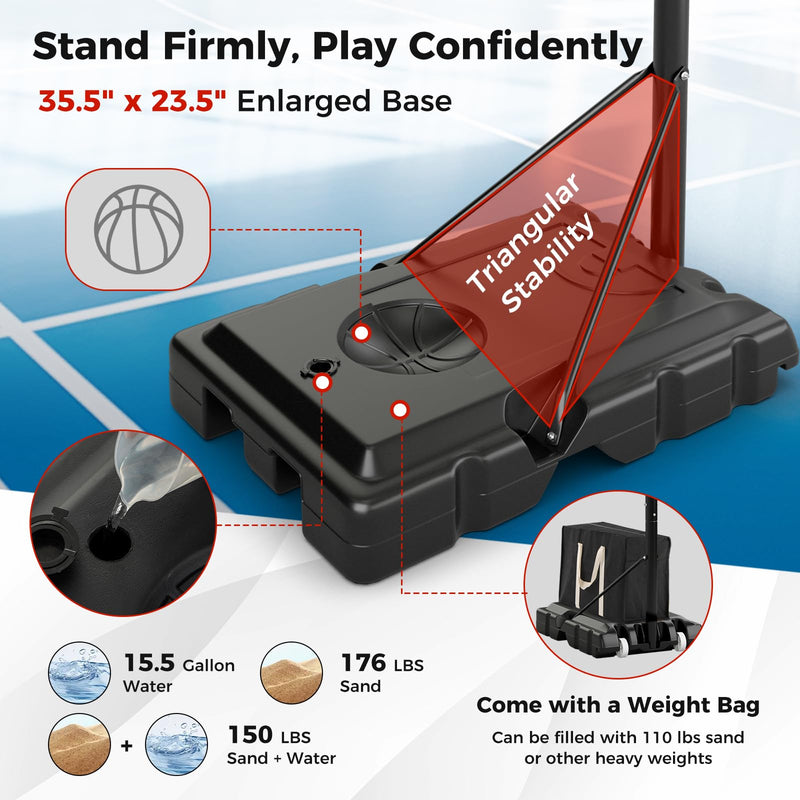 Load image into Gallery viewer, Goplus Portable Basketball Hoop Outdoor, 7.9-10 FT Basketball Goal System w/ 44 Inch Shatterproof Backboard