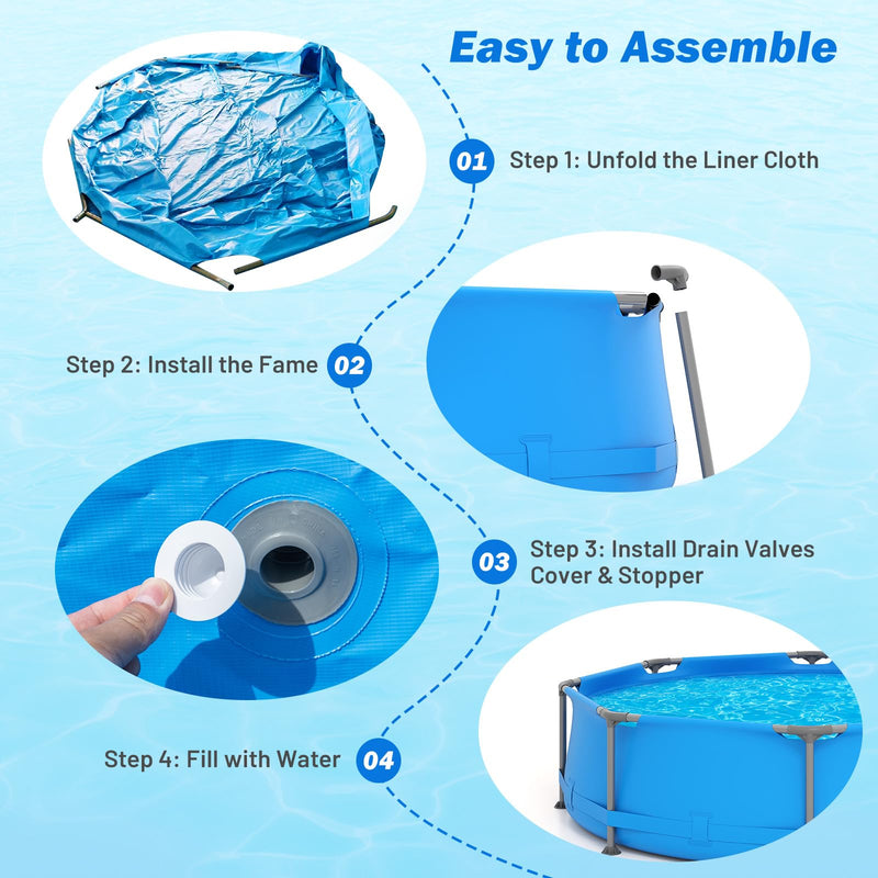 Load image into Gallery viewer, Goplus 10' x 10' x 30'' Metal Frame Family Pool Set w/PVC Fabric & Drainage Valve Connector