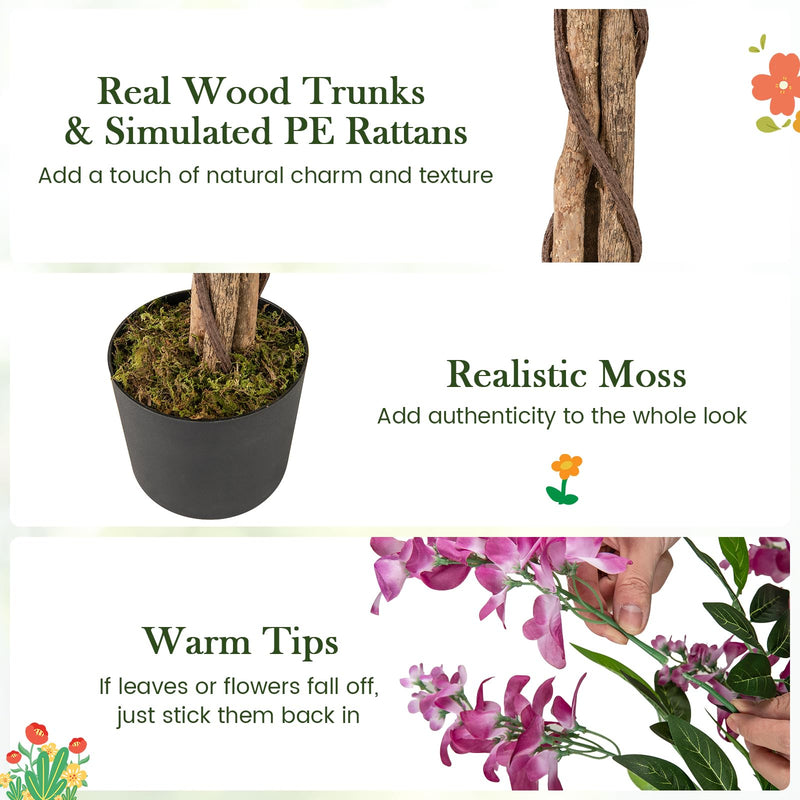 Load image into Gallery viewer, Goplus 5.5FT Faux Wisteria Tree in Nursery Pot with Blooming Flowers