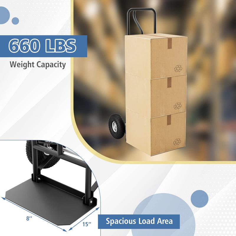 Load image into Gallery viewer, Goplus P-Handle Hand Truck, High Back Sack Barrow with 10" Wheels, Built-in Double Bearings and Foldable Load Plate