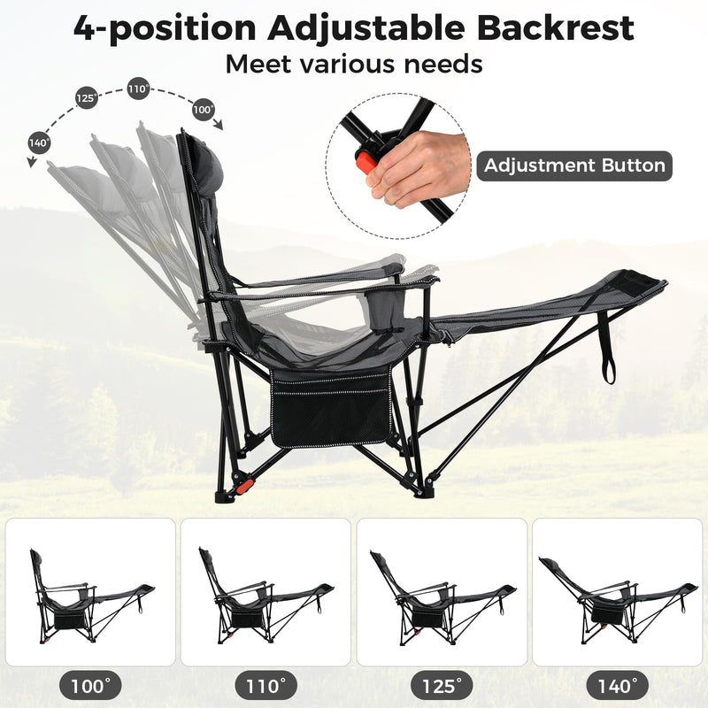 Load image into Gallery viewer, Goplus Folding Beach Chair w/4-position Backrest & Carrying Bag 330LBS Capacity