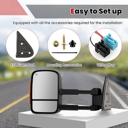 Goplus Power Heated Tow Mirrors Compatible with 2007-2012 Chevy Silverado GMC Sierra