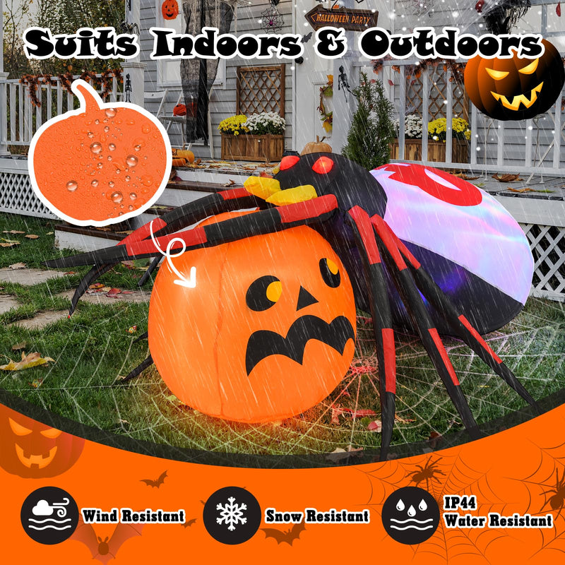 Load image into Gallery viewer, Goplus 5 FT Halloween Inflatable Spider with Pumpkin, LED Lighted Halloween Decoration
