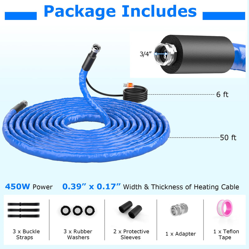 Load image into Gallery viewer, Goplus 50FT Heated Water Hose for RV, Heated Drinking Water Hose in Temperature Down to -45℉ with 3/4” GHT Adapter