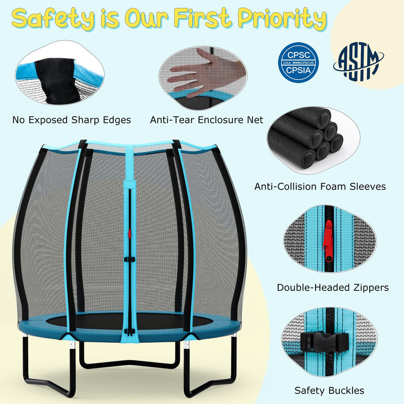 Load image into Gallery viewer, Goplus 55" Trampoline for Kids, ASTM Approved Toddler Mini Trampoline w/Safety Enclosure Net