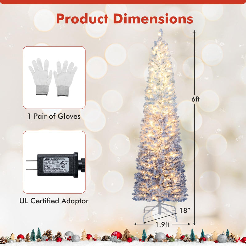 Load image into Gallery viewer, Goplus 6FT / 7FT Blue Gradient Snow Flocked Christmas Tree with Warm White LED Lights