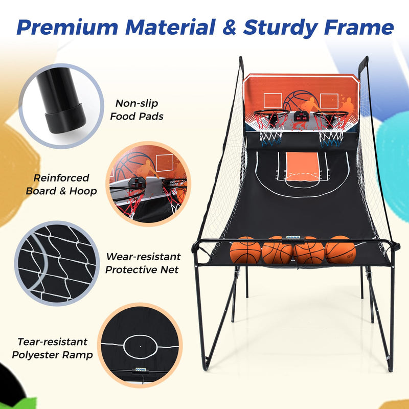 Load image into Gallery viewer, Goplus Foldable Dual Shot Basketball Arcade Game w/LCD Scoreboard & 4 Balls