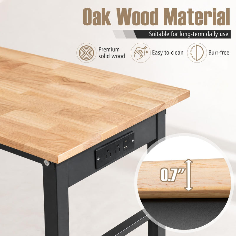 Load image into Gallery viewer, Goplus 46 Inch Adjustable Height Workbench with Power Outlets and Wheels