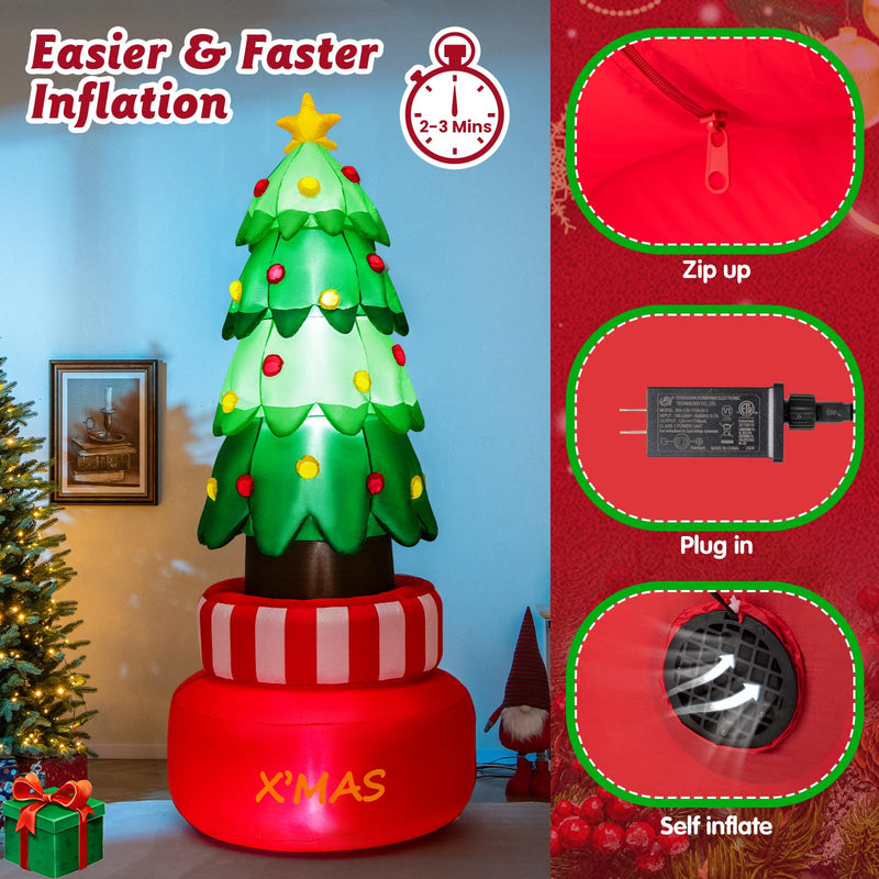 Load image into Gallery viewer, Goplus 8FT Tall Christmas Inflatables, LED Lighted Xmas Inflatable Rotating Tree Freestanding
