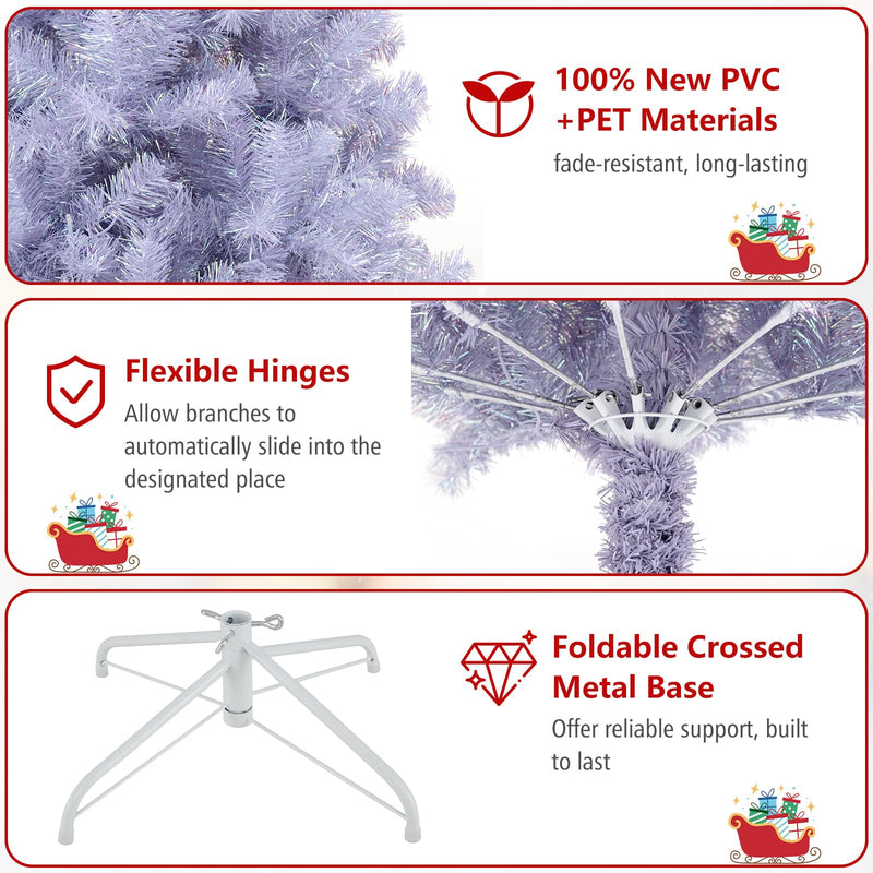 Load image into Gallery viewer, Goplus 6FT / 7.5FT Pre-Lit Tinsel Christmas Tree with Warm White LED Lights