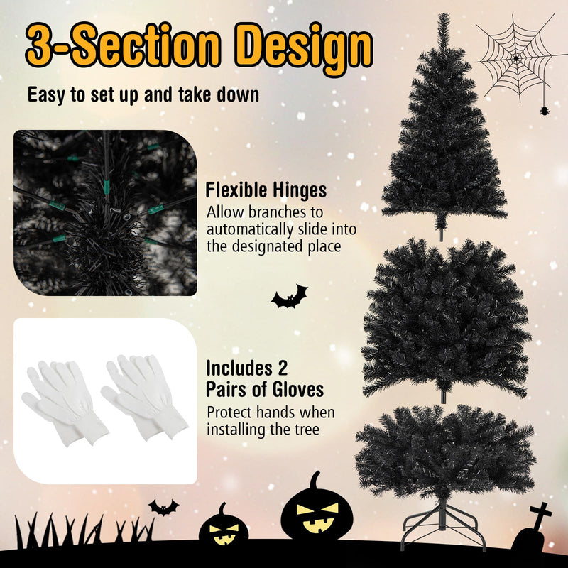 Load image into Gallery viewer, Goplus Black Pencil Christmas Tree, Pre-lit Artificial Halloween Tree