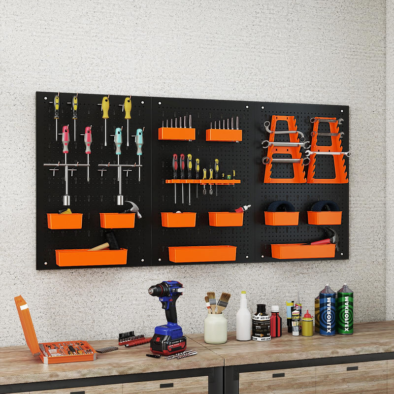 Load image into Gallery viewer, Goplus Pegboard Wall Organizer with Hammer Racks Tool Holders & Hooks