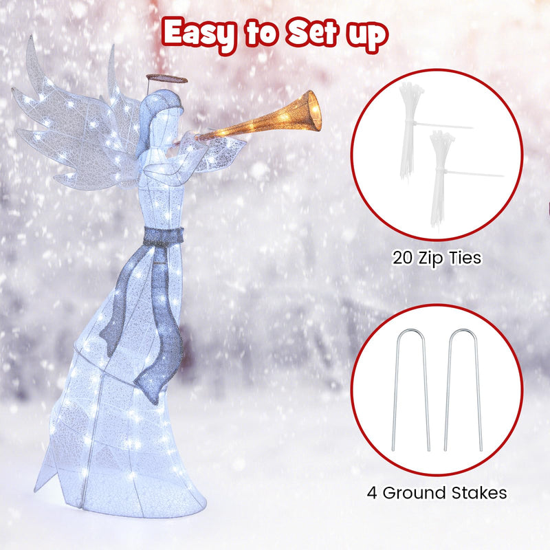 Load image into Gallery viewer, Goplus 5 FT Lighted Trumpeting Angel, Light-up Christmas Angel with LED Lights
