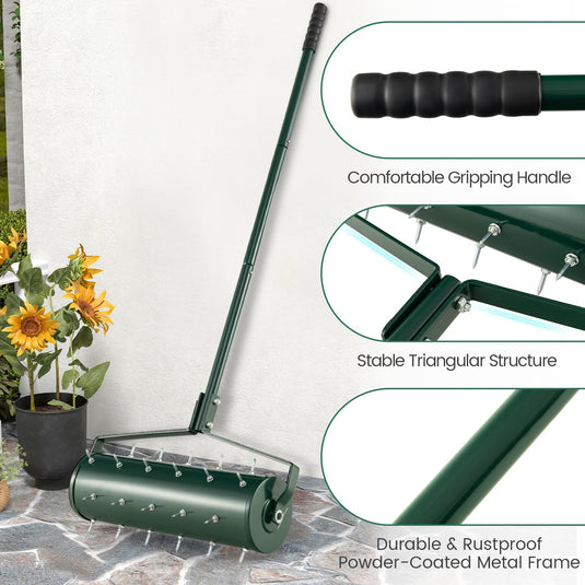 Goplus Rolling Lawn Aerator, Filled with Sand or Stone