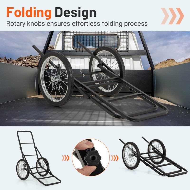 Load image into Gallery viewer, Goplus Folding Deer Cart with Polyester Liner, 550 LBS Heavy-Duty Hunting Game Hauler with 20" Rubber Wheels, Ergonomic Handle