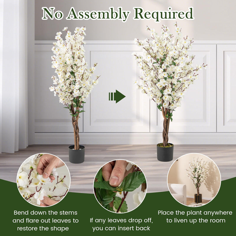 Load image into Gallery viewer, Goplus 47” Faux Plum Blossom Plant with White Fabric Flower