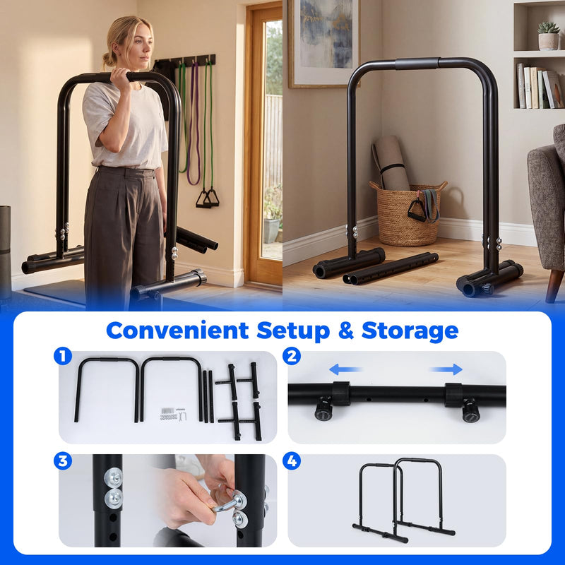 Load image into Gallery viewer, Goplus Adjustable Dip Bar Heavy Duty Parallette Push Up Stand with 660 LBS Capacity