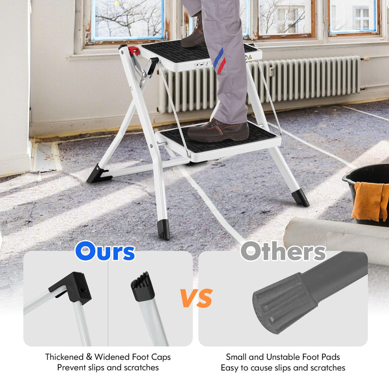 Load image into Gallery viewer, Goplus 2 Step Ladder, Lightweight Folding Step Stool with Anti-Slip Pedals