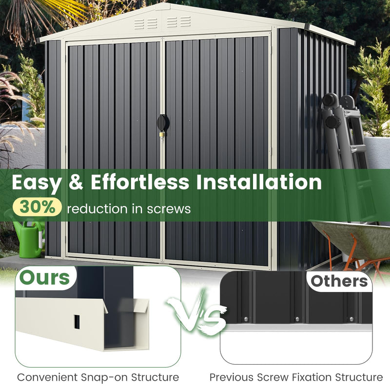 Load image into Gallery viewer, Goplus Metal Outdoor Storage Shed, Snap-on Structures for Efficient Assembly, All-Weather Color Steel Utility Storage House