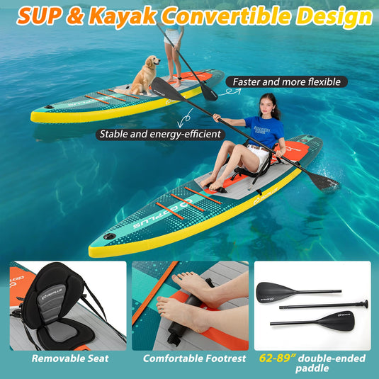 Goplus 11FT Inflatable Stand Up Paddle Board for Adults with Premium Kayak Seat