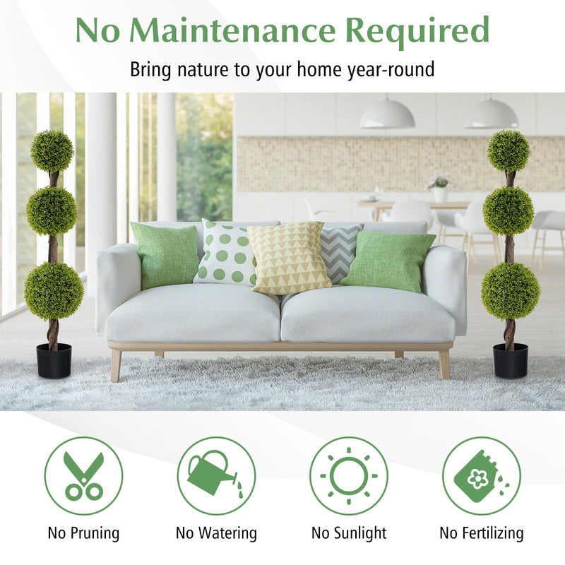 Load image into Gallery viewer, Goplus 4ft Artificial Boxwood Topiary Ball Tree, Faux Potted Plants Cypress Tree with Weighted Pot