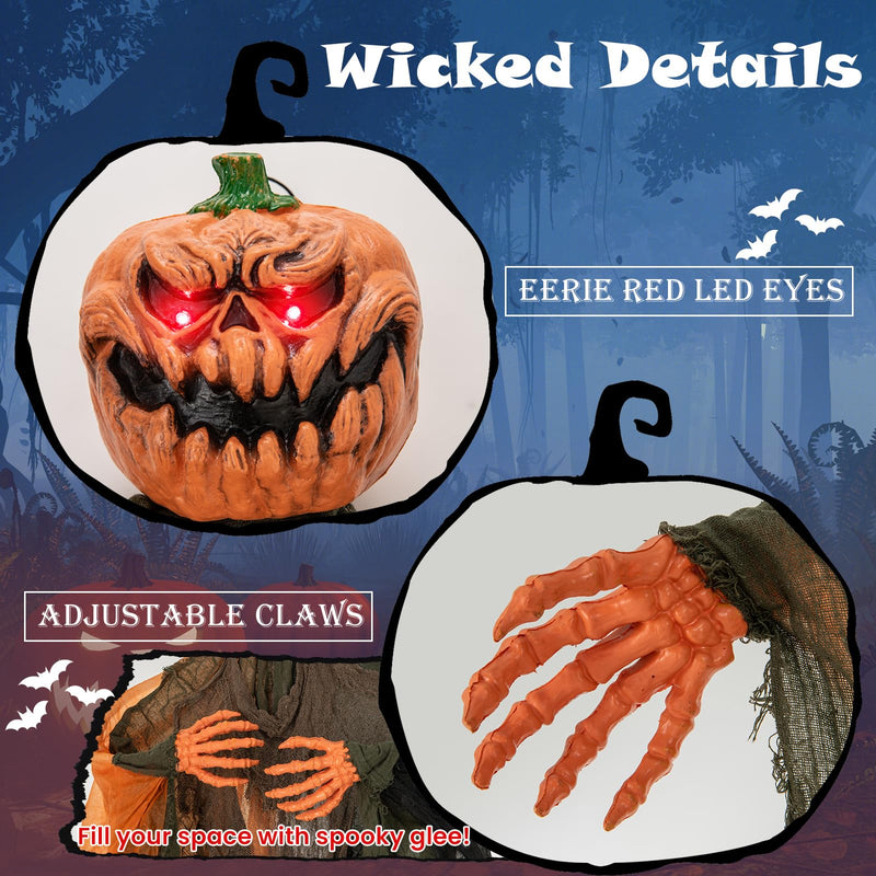 Load image into Gallery viewer, Goplus 6 Ft Hanging Halloween Decoration, Ghost Pumpkin Man with Red LED Eyes & Posable Arms