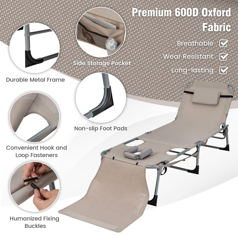 Load image into Gallery viewer, Goplus Lounge Chairs for Outside, 5-Position Tanning Chair w/Face & Arm Hole