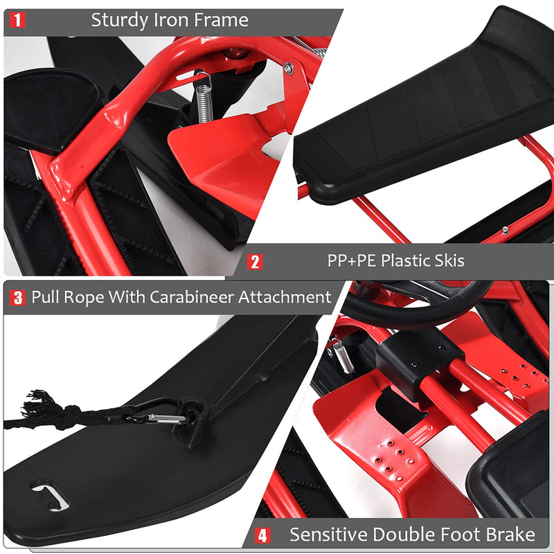 Load image into Gallery viewer, Snow Racer Sled, Ski Sled Slider Board with Twin Brakes