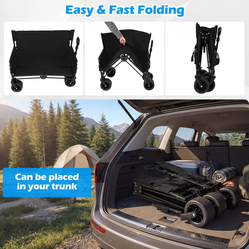 Load image into Gallery viewer, Goplus 2-in-1 Wagon Bench Seat Combo with Adjustable Push/Pull Handle & Soft Cushions