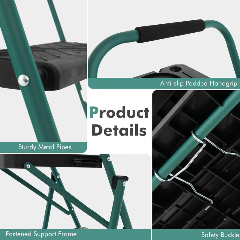Load image into Gallery viewer, Goplus Folding Step Ladder, 4-Step Ladder w/Tool Tray, Non-Slip Footpads & Pedals