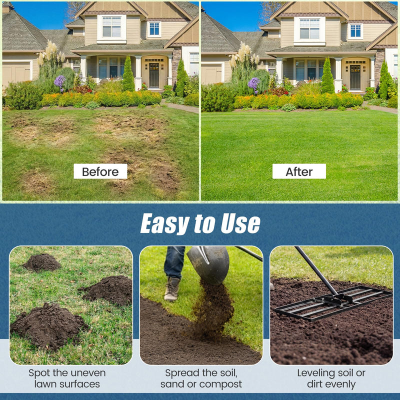 Load image into Gallery viewer, Goplus 30" x 10" Heavy Duty Level Lawn Tool w/ Ergonomic Handle for Soil