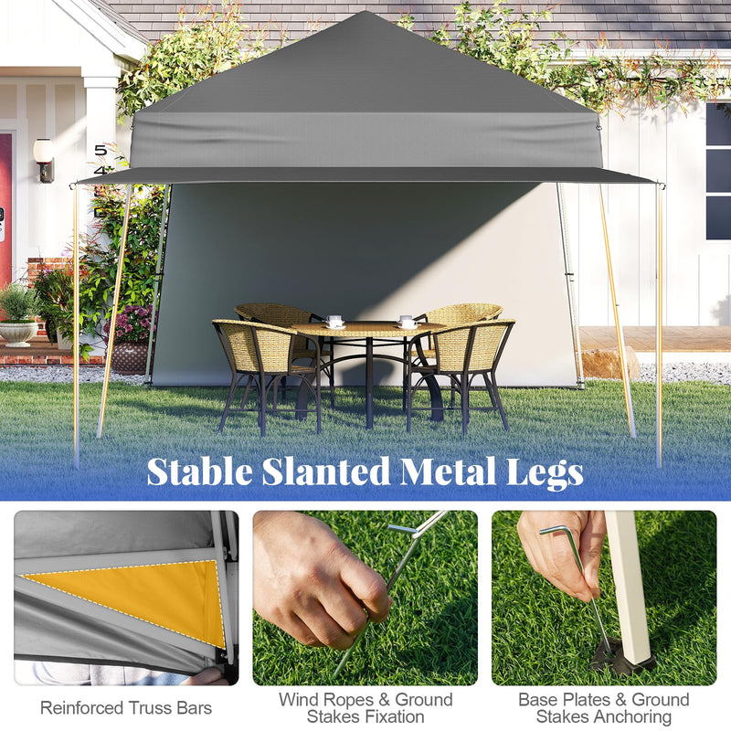 Load image into Gallery viewer, Goplus 9.2x14 FT Pop Up Canopy with 2 Sidewalls Easy Up Outdoor UPF50+ Patio Canopy w/Adjustable Slant Legs
