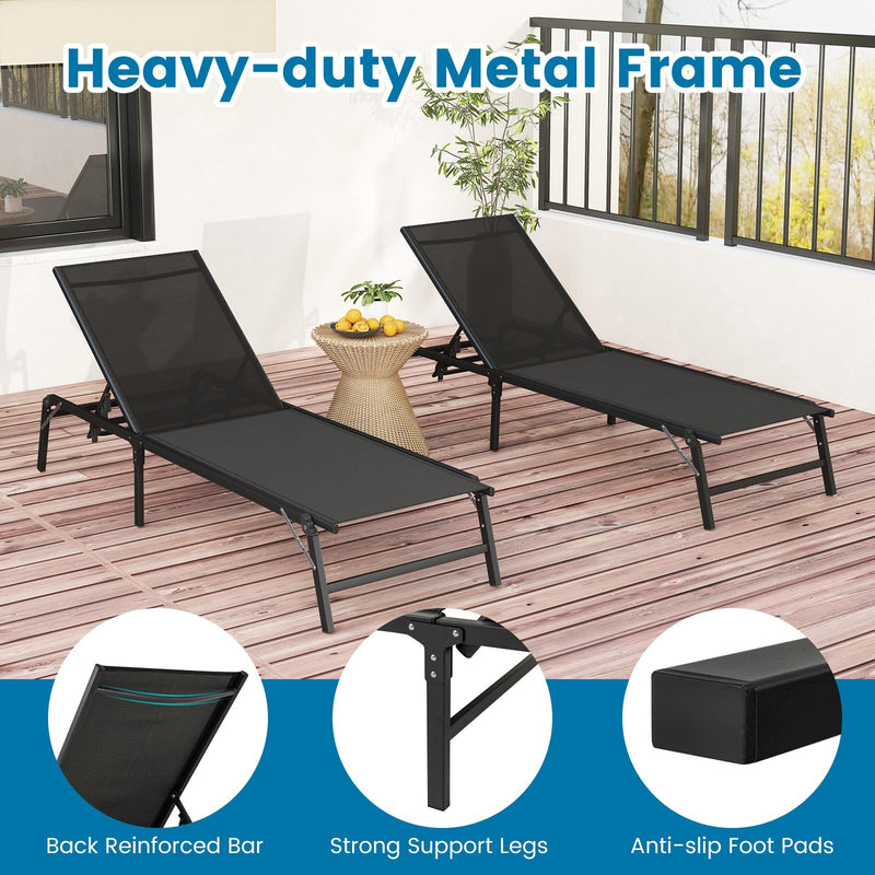 Load image into Gallery viewer, Goplus Patio Chaise Lounge Chairs with 5-position Adjustable Backrest