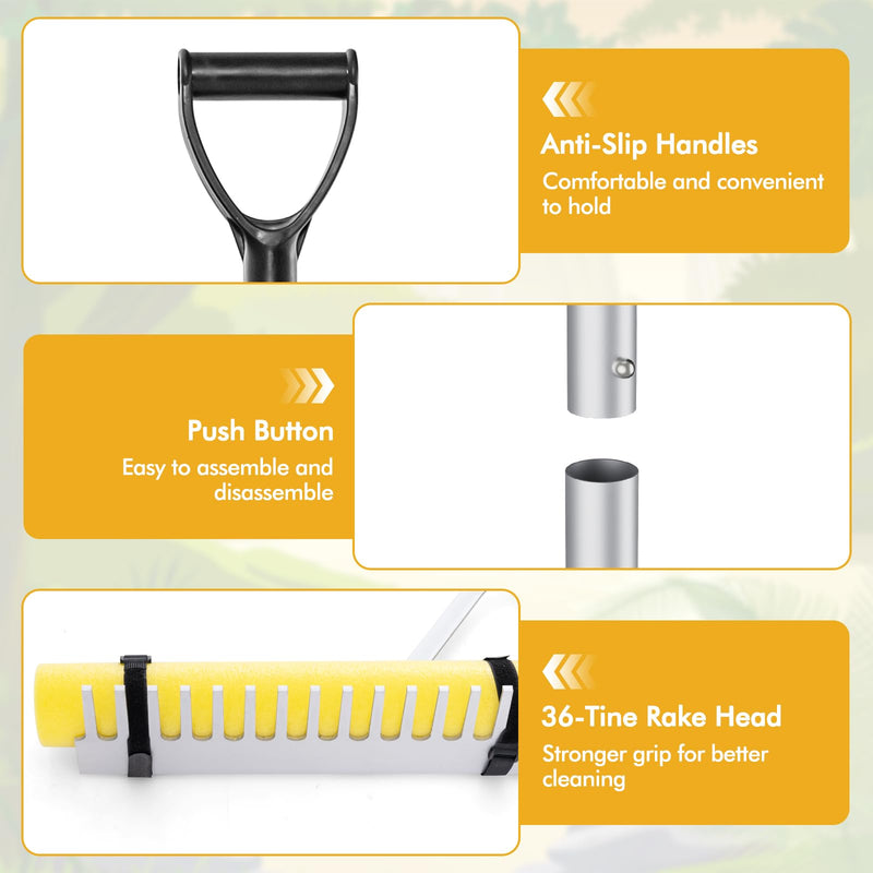 Load image into Gallery viewer, Goplus 36 Inch Pond Rake, Floating Lake Weed Rake Aluminum Collapsible Rake W/ Extension Handle