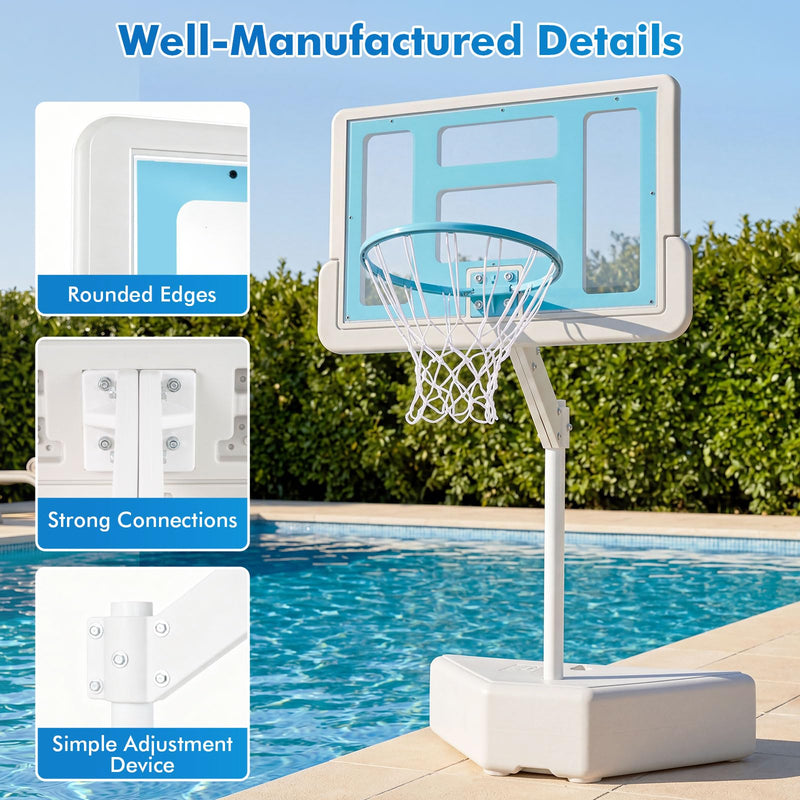 Load image into Gallery viewer, Goplus Pool Basketball Hoop w/Adjustable Height 2 Balls and Pump