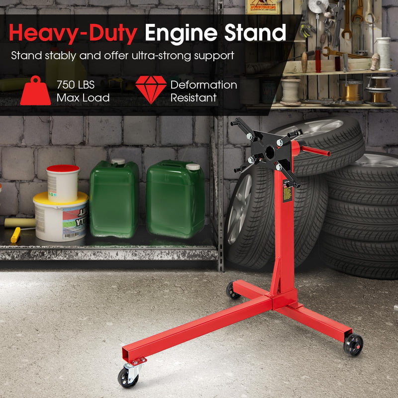 Load image into Gallery viewer, Goplus Engine Stand, 750 LBS (3/8 Ton) Motor Stand with Wheels, 360 Degree Rotating Head & Adjustable Arms