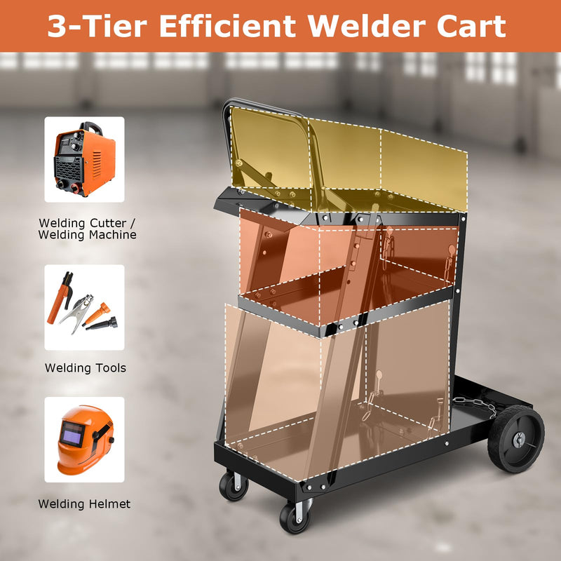 Load image into Gallery viewer, Goplus 3-Tier Welder Cart, Heavy Duty Welding Cart w/ 2 Safety Chains